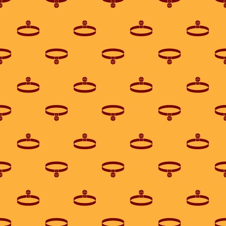 Red Collar with name tag icon isolated seamless pattern on brown background. Simple supplies for domestic animal. Cat and dog care. Pet chains. Vector Illustrationのイラスト素材