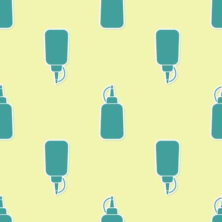 Green Mustard bottle icon isolated seamless pattern on yellow background. Vector Illustrationのイラスト素材