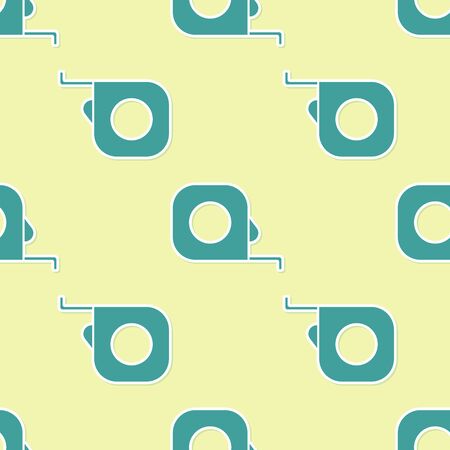 Green Roulette construction icon isolated seamless pattern on yellow background. Tape measure symbol. Vector Illustrationのイラスト素材
