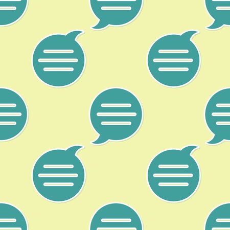 Green Speech bubble chat icon isolated seamless pattern on yellow background. Message icon. Communication or comment chat symbol. Vector Illustrationのイラスト素材