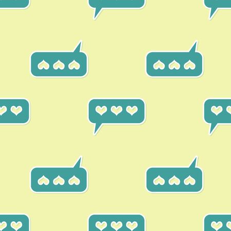 Green Like and heart icon isolated seamless pattern on yellow background. Counter Notification Icon. Flat design. Vector Illustrationのイラスト素材