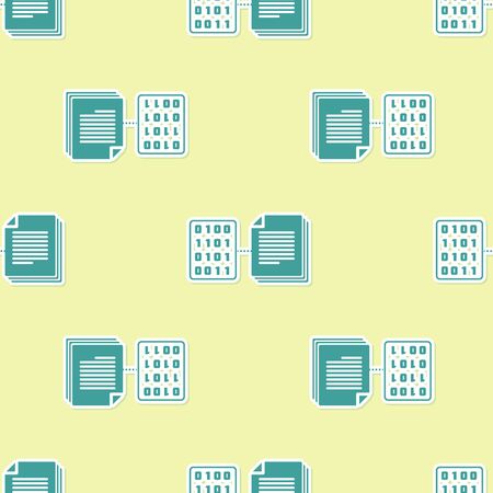 Green Smart contract icon isolated seamless pattern on yellow background. Blockchain technology, cryptocurrency mining, bitcoin, altcoins, digital money market. Flat design. Vector Illustrationのイラスト素材