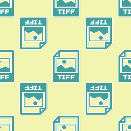 Green TIFF file document icon. Download tiff button icon isolated seamless pattern on yellow background. TIFF file symbol. Vector Illustrationのイラスト素材