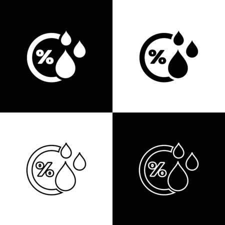Set Humidity icon isolated icons isolated on black and white background. Weather and meteorology, thermometer symbol. Vector Illustrationのイラスト素材