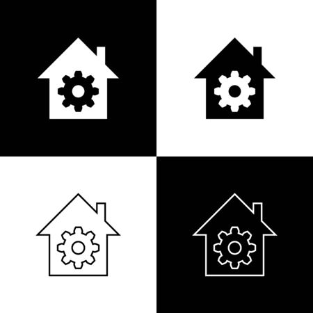 Set Smart home settings icon isolated icons isolated on black and white background. Remote control. Vector Illustrationのイラスト素材