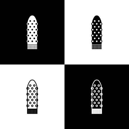 Set Dildo vibrator for sex games icon isolated on black and white background. Sex toy for adult. Vaginal exercise machines for intimate. Vector Illustrationのイラスト素材