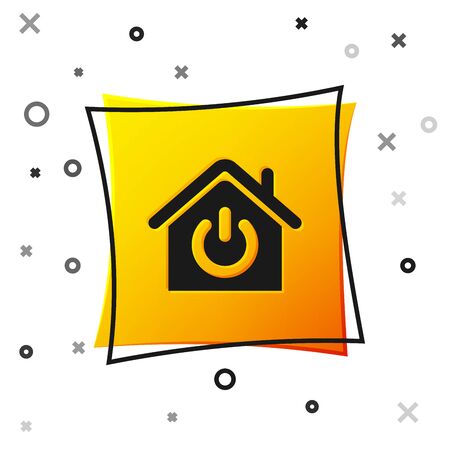 Black Smart home icon isolated on white background. Remote control. Yellow square button. Vector Illustrationのイラスト素材