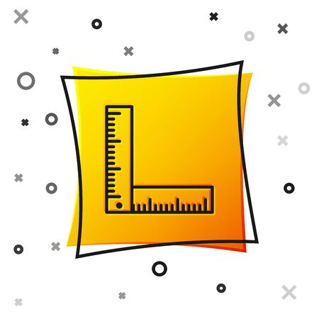 Black Folding ruler icon isolated on white background. Yellow square button. Vector Illustrationのイラスト素材