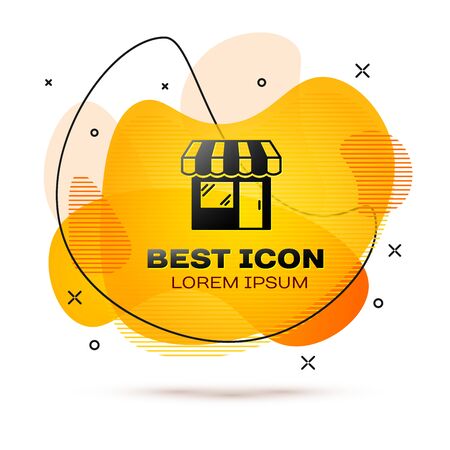 Black Shopping building or market store icon isolated on white background. Shop construction. Fluid color banner. Vector Illustrationのイラスト素材