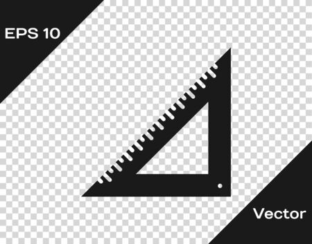Grey Triangular ruler icon isolated on transparent background.のイラスト素材