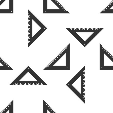 Grey Triangular ruler icon isolated seamless pattern on white background. Straightedge symbol. Geometric symbol. Vector Illustrationのイラスト素材