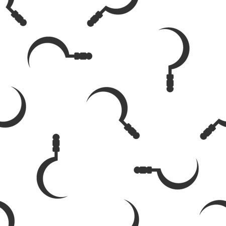 Grey Sickle icon isolated seamless pattern on white background. Reaping hook sign. Vector Illustrationのイラスト素材