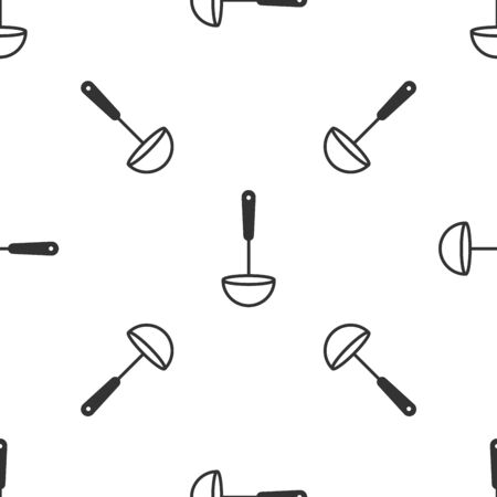 Grey Kitchen ladle icon isolated seamless pattern on white background. Cooking utensil. Cutlery spoon sign. Vector Illustrationのイラスト素材