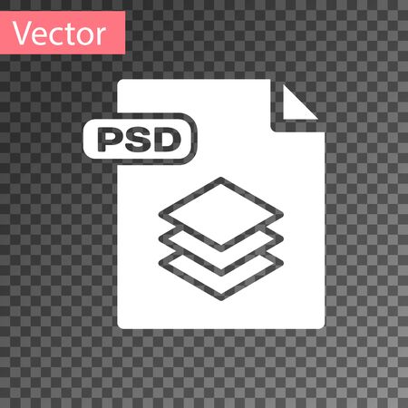 White PSD file document. Download psd button icon isolated on transparent background. PSD file symbol. Vector Illustrationのイラスト素材