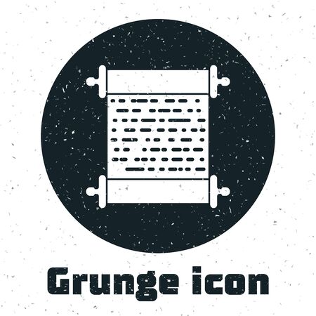 Grunge Paper scroll icon isolated on white background. Canvas scroll sign. Vector Illustrationのイラスト素材