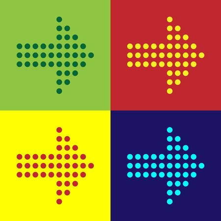 Color Dots arrow icon isolated on color background. Halftone arrow. Dotted arrow sign. Vector Illustrationのイラスト素材