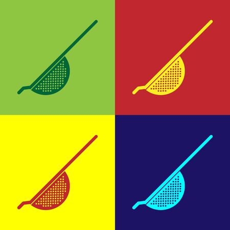 Color Kitchen colander icon isolated on color background. Cooking utensil. Cutlery sign. Vector Illustrationのイラスト素材
