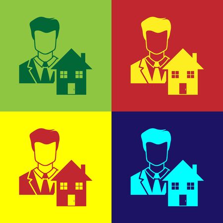 Color Realtor icon isolated on color background. Buying house. Vector Illustrationのイラスト素材