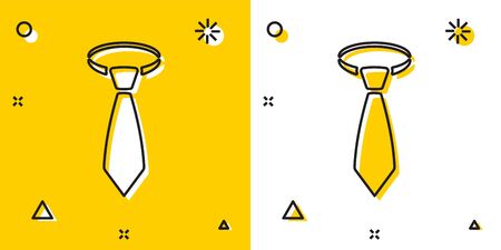 Black Tie icon isolated on yellow and white background. Necktie and neckcloth symbol. Random dynamic shapes. Vector Illustrationのイラスト素材