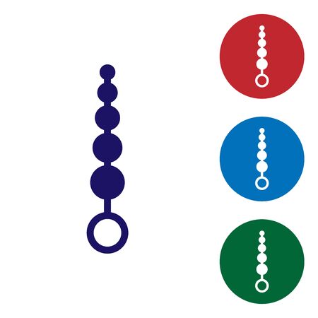 Blue Anal beads icon isolated on white background. Anal balls sign. Fetish accessory. Sex toy for men and woman. Set color icon in circle buttons. Vector Illustrationのイラスト素材