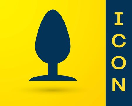 Blue Anal plug icon isolated on yellow background. Butt plug sign. Fetish accessory. Sex toy for men and woman. Vector Illustrationのイラスト素材