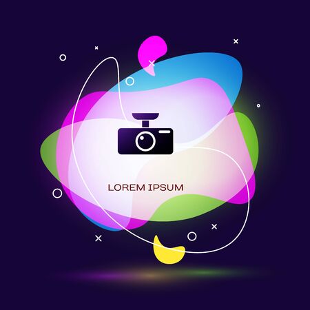 Black Car DVR icon isolated on dark blue background. Car digital video recorder icon. Abstract banner with liquid shapes. Vector Illustrationのイラスト素材