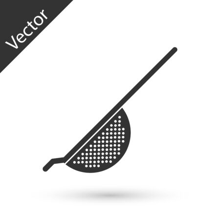 Grey Kitchen colander icon isolated on white background. Cooking utensil. Cutlery sign. Vector Illustrationのイラスト素材