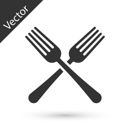 Grey Crossed fork icon isolated on white background. Cutlery symbol. Vector Illustrationのイラスト素材