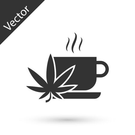 Grey Cup tea with marijuana or cannabis leaf icon isolated on white background. Marijuana legalization. Hemp symbol. Vector Illustrationのイラスト素材