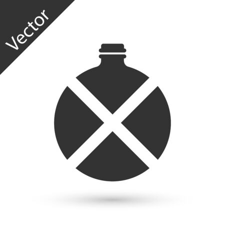 Grey Canteen water bottle icon isolated on white background. Tourist flask icon. Jar of water use in the campaign. Vector Illustrationのイラスト素材