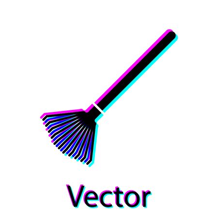 Black Garden rake for leaves icon isolated on white background. Tool for horticulture, agriculture, farming. Ground cultivator. Vector Illustrationのイラスト素材