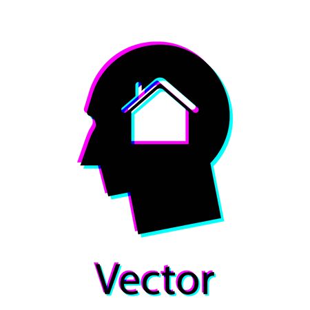Black Man dreaming about buying a new house icon isolated on white background. Vector Illustrationのイラスト素材
