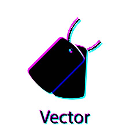 Black Military dog tags icon isolated on white background. Identity tags icon. Army sign. Vector Illustrationのイラスト素材