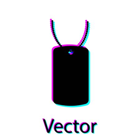 Black Military dog tag icon isolated on white background. Identity tag icon. Army sign. Vector Illustrationのイラスト素材