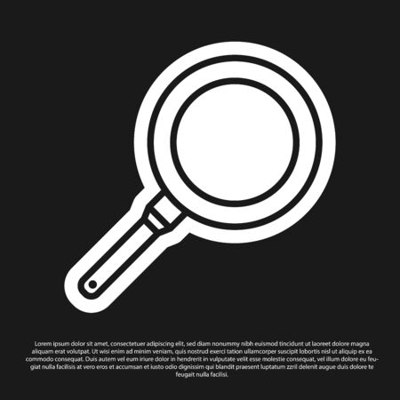 Black Frying pan icon isolated on black background. Fry or roast food symbol. Vector Illustrationのイラスト素材