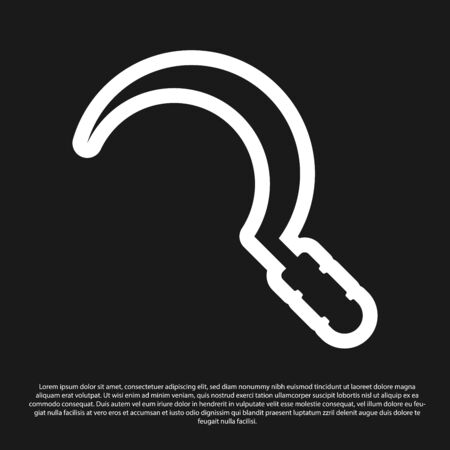 Black Sickle icon isolated on black background. Reaping hook sign. Vector Illustrationのイラスト素材