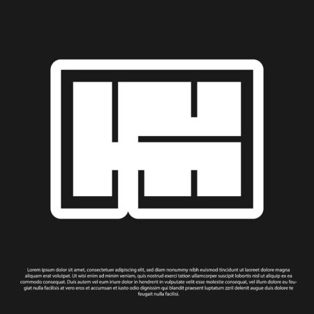 Black House plan icon isolated on black background. Vector Illustrationのイラスト素材
