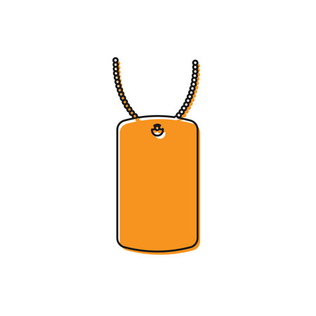 Orange Military dog tag icon isolated on white background. Identity tag icon. Army sign. Vector Illustrationのイラスト素材