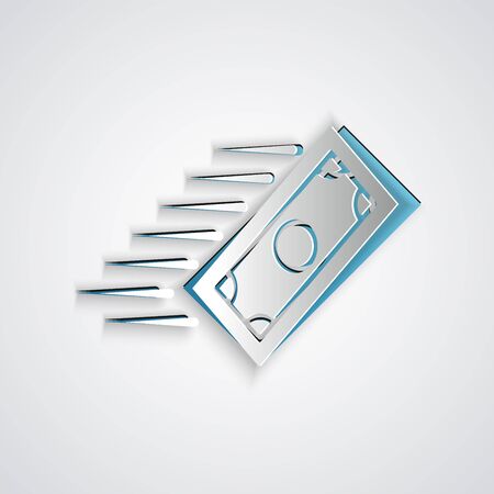Paper cut Fast payments icon isolated on grey background. Fast money transfer payment. Financial services, fast loan, time is money, cash back concept. Paper art style. Vector Illustrationのイラスト素材