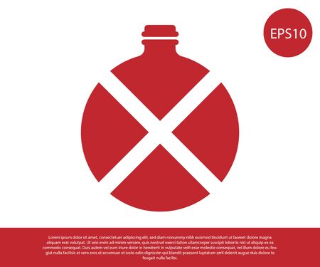 Red Canteen water bottle icon isolated on white background. Tourist flask icon. Jar of water use in the campaign. Vector Illustrationのイラスト素材