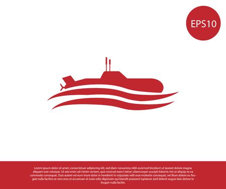Red Submarine icon isolated on white background. Military ship. Vector Illustrationのイラスト素材