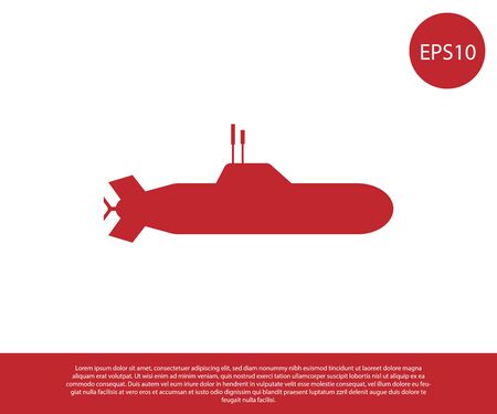 Red Submarine icon isolated on white background. Military ship. Vector Illustrationのイラスト素材