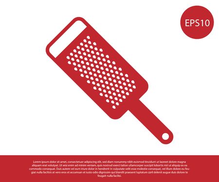 Red Grater icon isolated on white background. Kitchen symbol. Cooking utensil. Cutlery sign. Vector Illustrationのイラスト素材