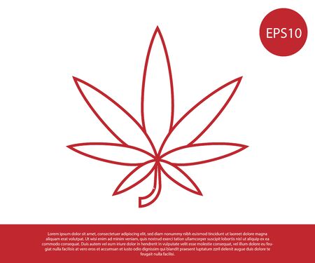 Red Medical marijuana or cannabis leaf icon isolated on white background. Hemp symbol. Vector Illustrationのイラスト素材