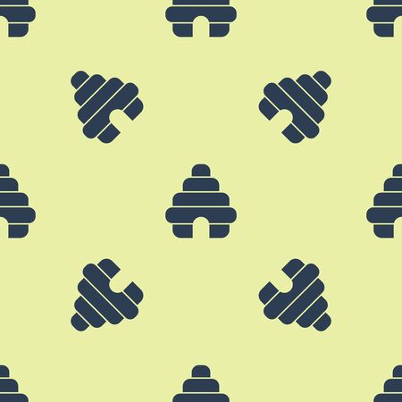 Blue Hive for bees icon isolated seamless pattern on yellow background. Beehive symbol. Apiary and beekeeping. Sweet natural food. Vector Illustrationのイラスト素材