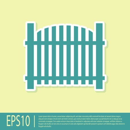 Green Garden fence wooden icon isolated on yellow background. Vector Illustrationのイラスト素材