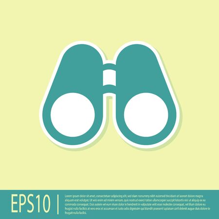 Green Binoculars icon isolated on yellow background. Find software sign. Spy equipment symbol. Vector Illustrationのイラスト素材