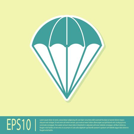 Green Parachute icon isolated on yellow background. Vector Illustrationのイラスト素材