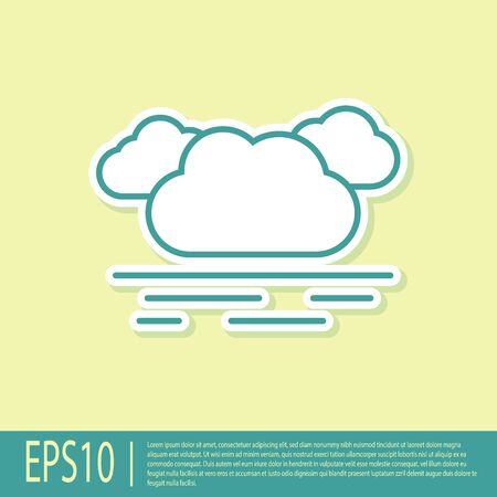 Green Cloud icon isolated on yellow background. Vector Illustrationのイラスト素材