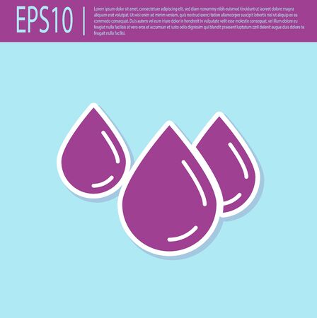 Retro purple Water drop icon isolated on turquoise background. Vector Illustrationのイラスト素材